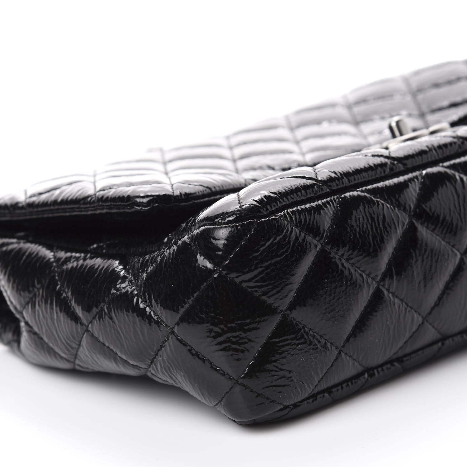 Chanel Distressed Patent Quilted Jumbo Single Flap Black 6 of 11