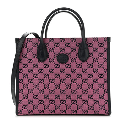 Gucci Monogram Multicolor Textured Dollar Calfskin Small Retro Interlocking G Tote Bag Pink Blue 1 of 10