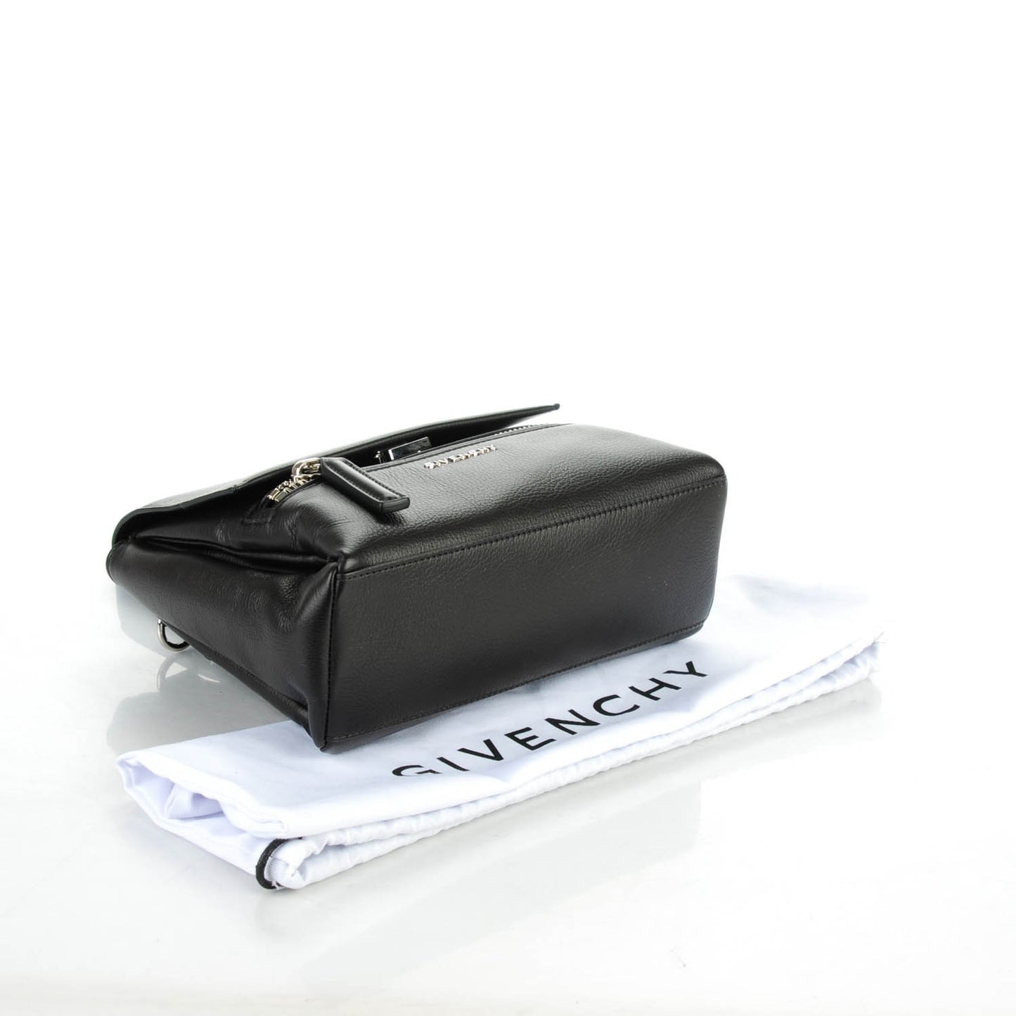 Waxy Grained Calfskin Mini Pandora Pure Flap Bag Black