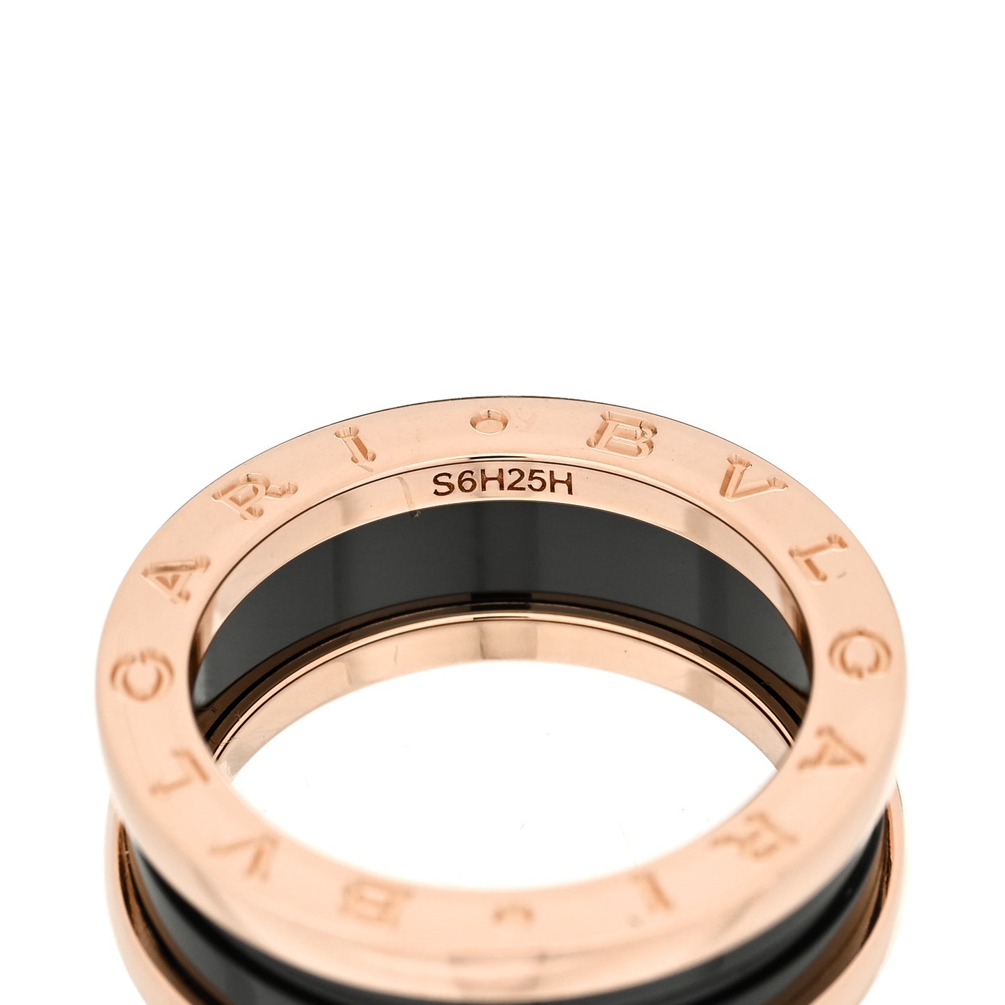 18K Rose Gold Black Ceramic B.Zero1 Two-Band Ring 53 6.25
