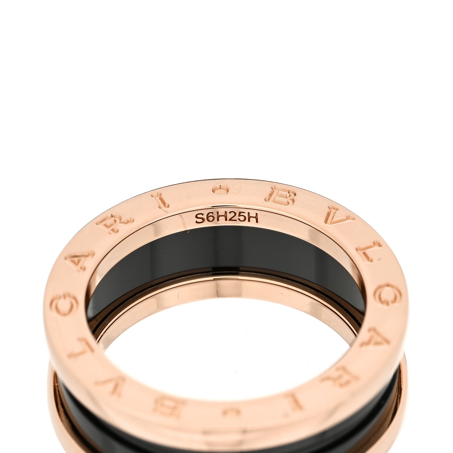 Bulgari 18K Rose Gold Black Ceramic B.Zero1 Two-Band Ring 53 6.25 3 of 6