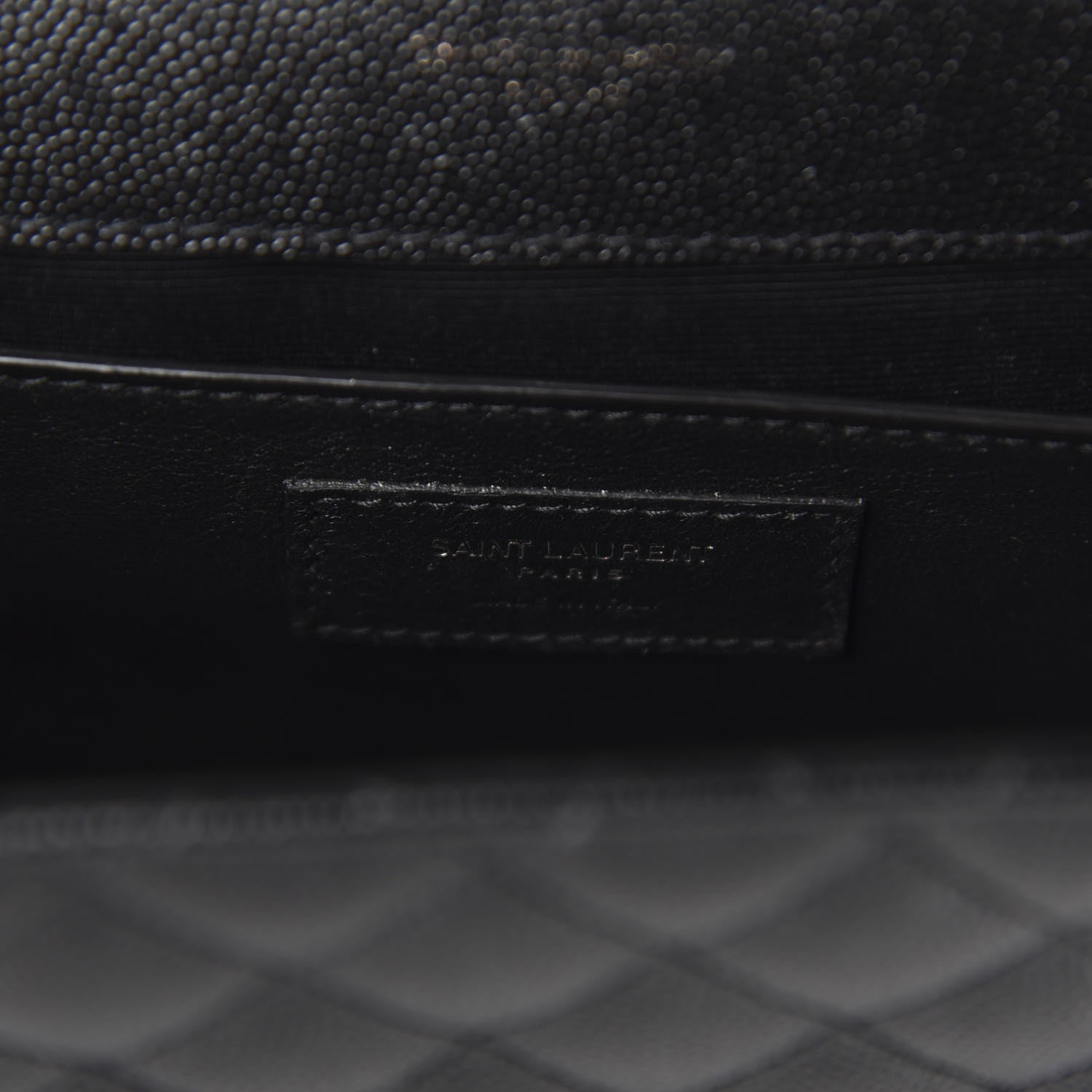 Saint Laurent Grain De Poudre Textured Mixed Matelasse Triquilt Medium Monogram Satchel Black 8 of 9