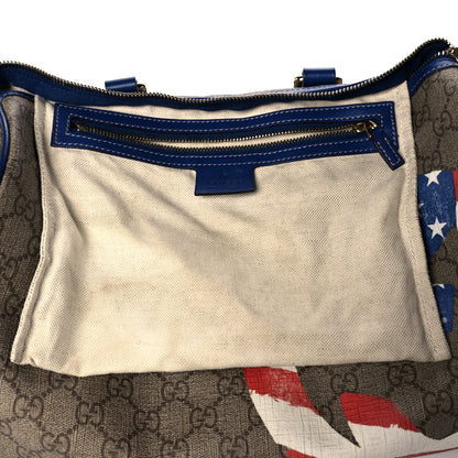 Gucci GG Plus Monogram Medium Boston USA Flag Unicef Duffle Blue 29 of 29