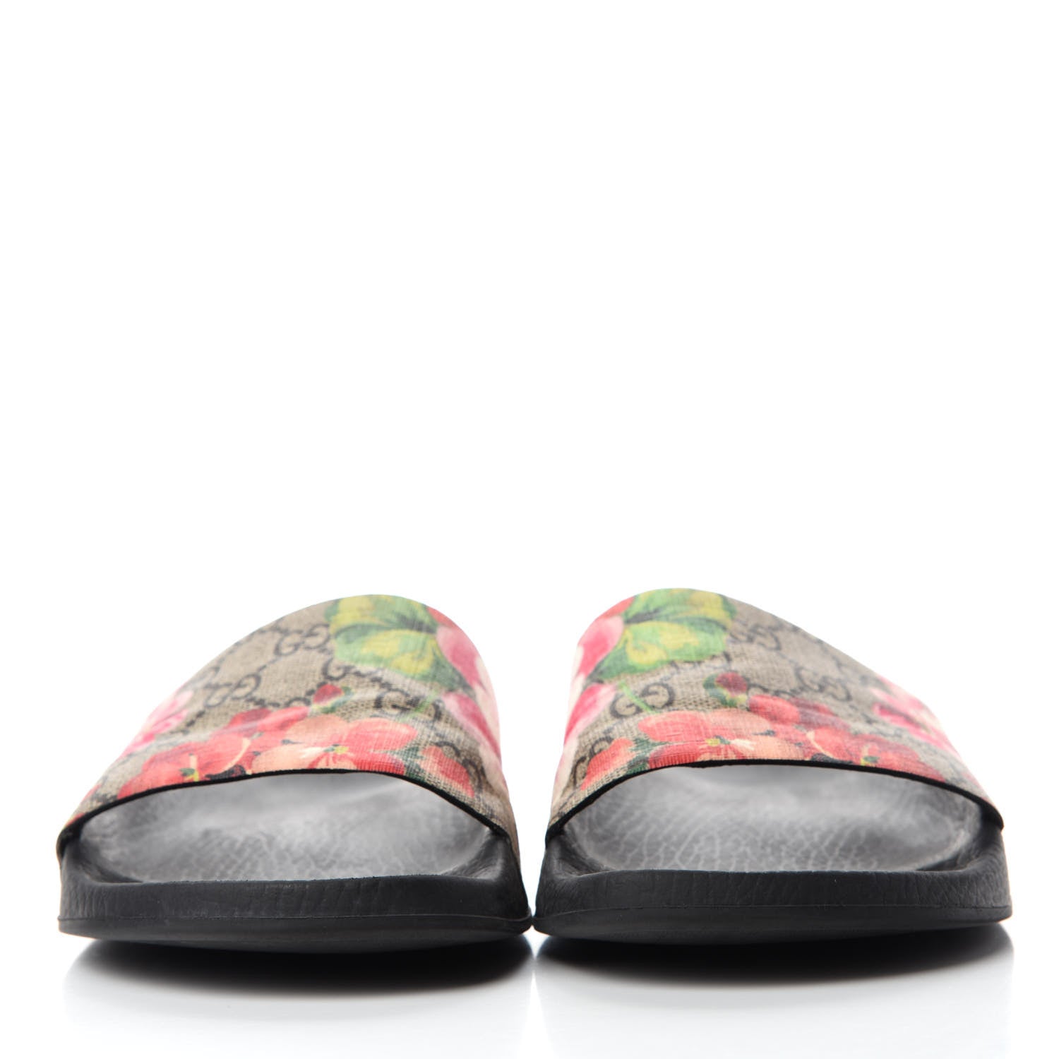 Gucci GG Supreme Monogram Blooms Slide Sandals 39 Beige Multicolor 2 of 8