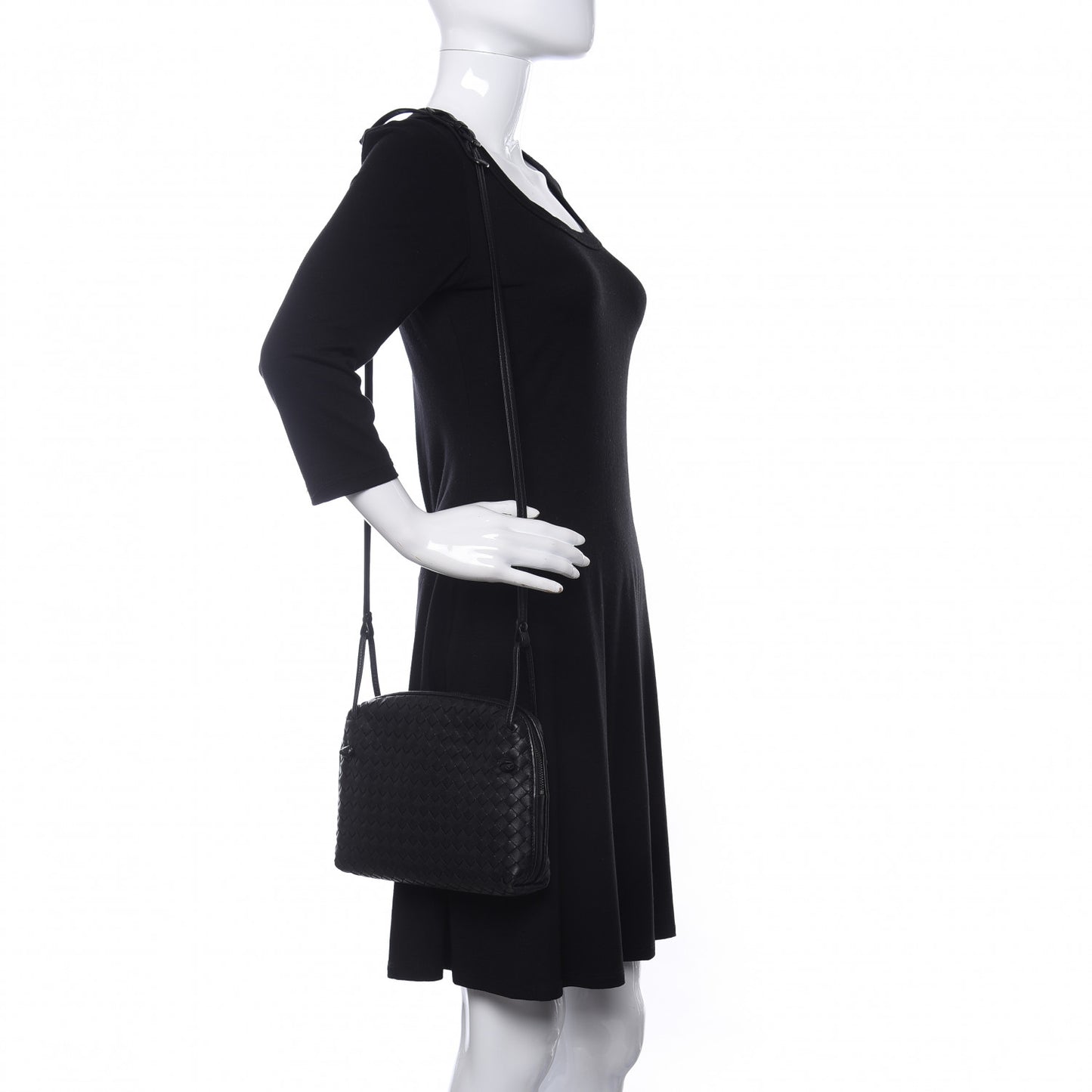 Nappa Intrecciato Nodini Crossbody Messenger Black