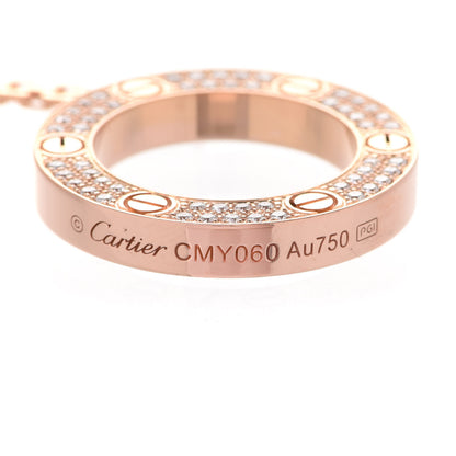 Cartier 18K Pink Gold Diamond LOVE Paved Necklace 7 of 7