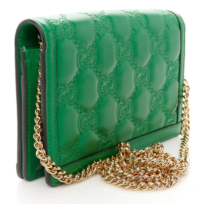 Gucci Calfskin GG Matelasse Chain Wallet Spring Green 3 of 11