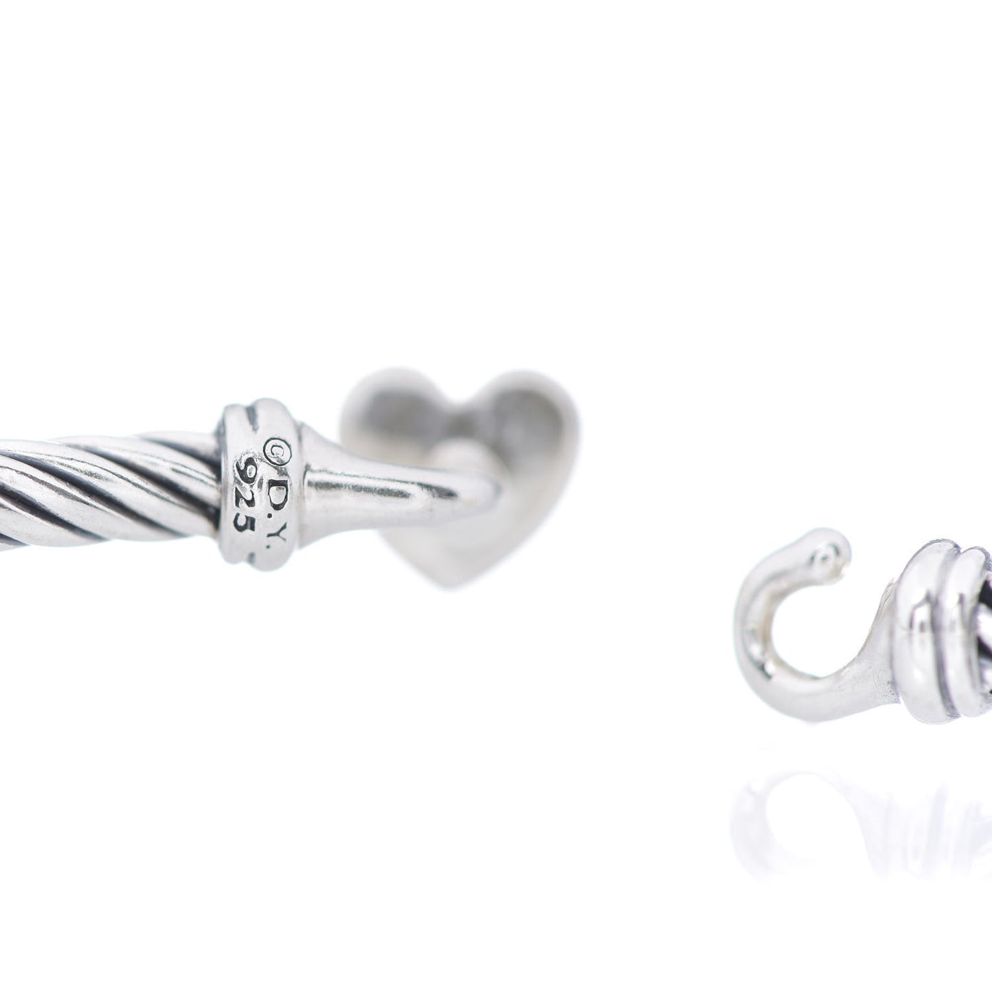 Sterling Silver Diamond Cable Collectibles Heart Bracelet
