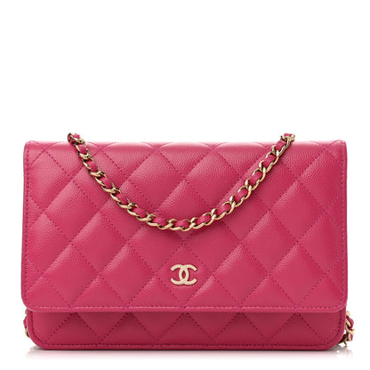 Chanel Caviar Quilted Wallet on Chain WOC Dark Pink 1 of 10