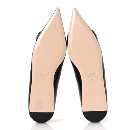 Gucci Nappa Lumiere Deva Horsebit Chain Embellished Flats 35 Black 7 of 11