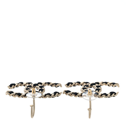 Chanel Satin CC Drop Earrings Black Gold 3 of 4