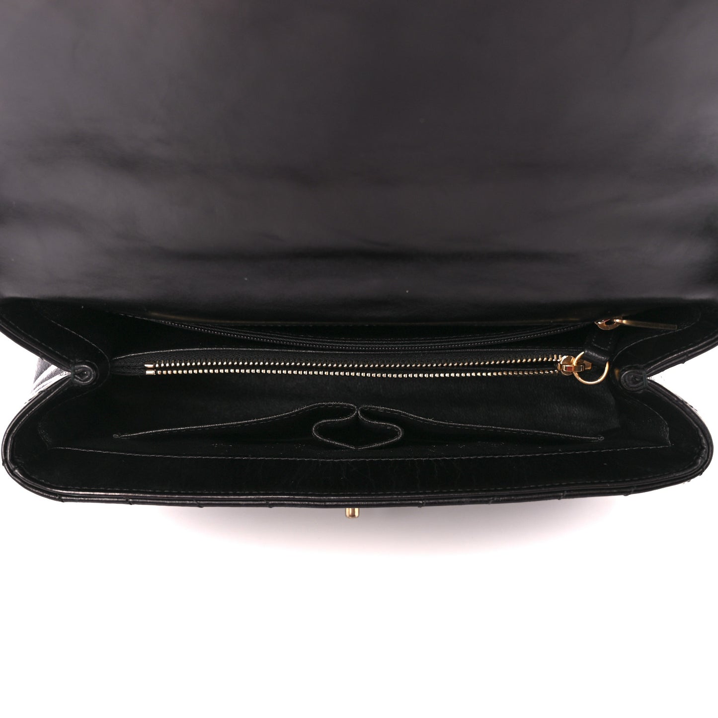 Glazed Calfskin Lizard Chevron Quilted Small Coco Handle Flap Black