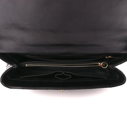 Chanel Glazed Calfskin Lizard Chevron Quilted Small Coco Handle Flap Black 5 of 11