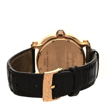 Chopard 18K Rose Gold Alligator 7 Diamond 36mm Happy Sport Quartz Watch Brown 3 of 5