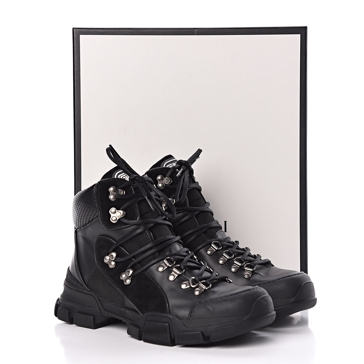 Gucci X SEGA Calfskin Suede Technical Canvas Womens Flashtrek High-Top Sneakers 41 Black 10 of 10