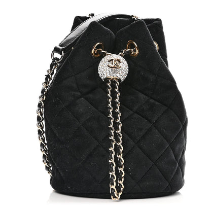 Chanel Velvet Quilted Pearl Crush Drawstring Bag Black 1 of 9