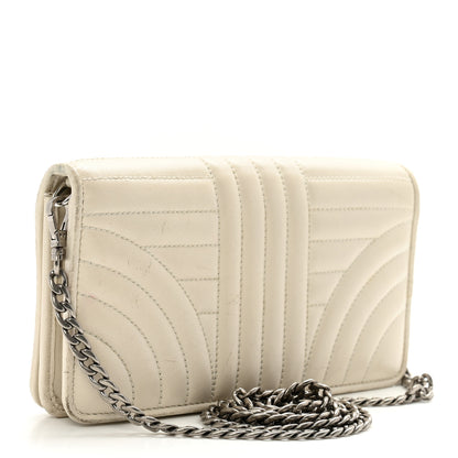 Prada Soft Calfskin Impunture Diagramme Chain Wallet White 3 of 12