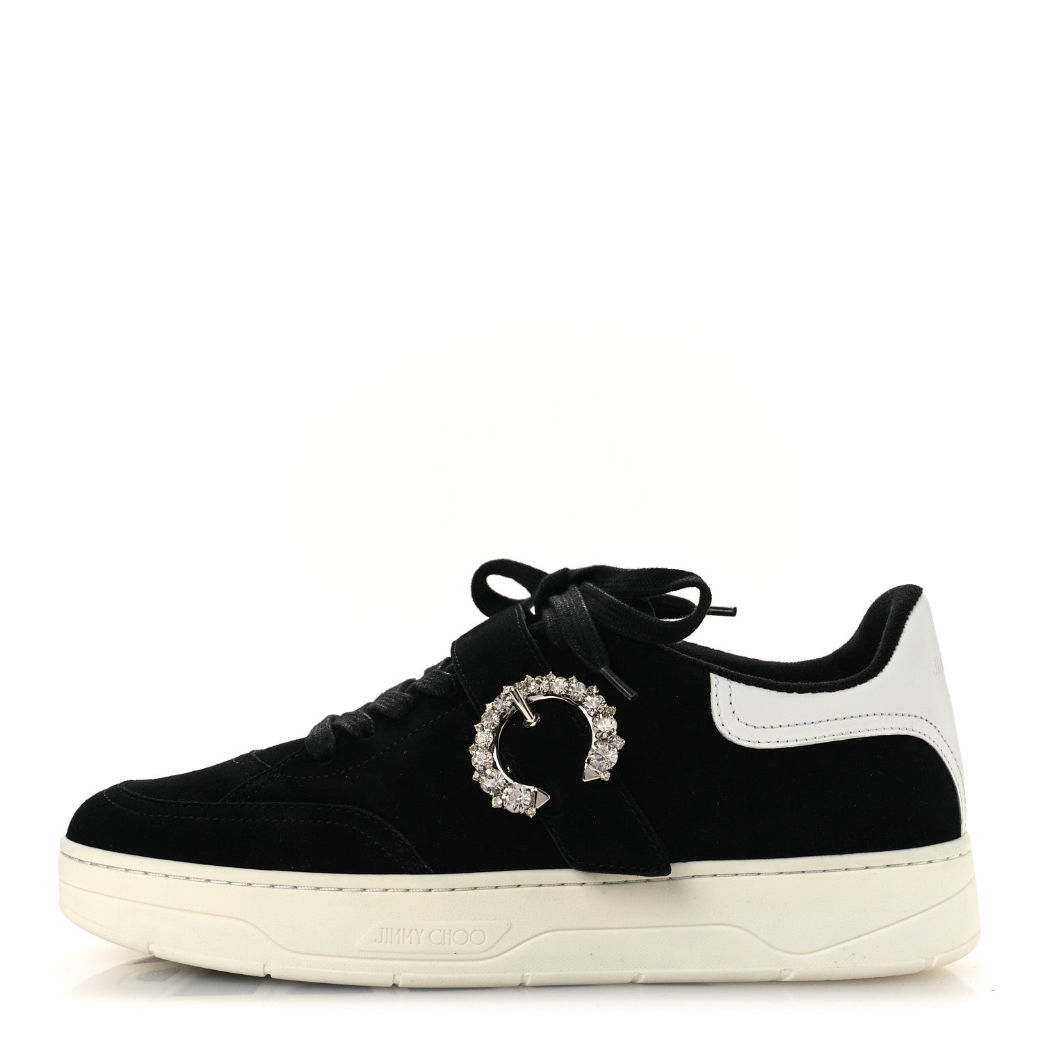 Jimmy Choo Suede Crystal Osaka Oakland Sneaker 41 Black White 1 of 11