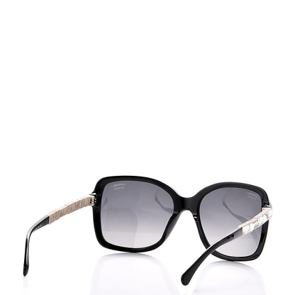 Chanel Crystal Baguette Polarized Square Sunglasses 5308-B Black 4 of 9