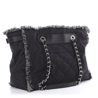 Chanel Canvas Stitched Tweed Large Tote Black 4 of 17