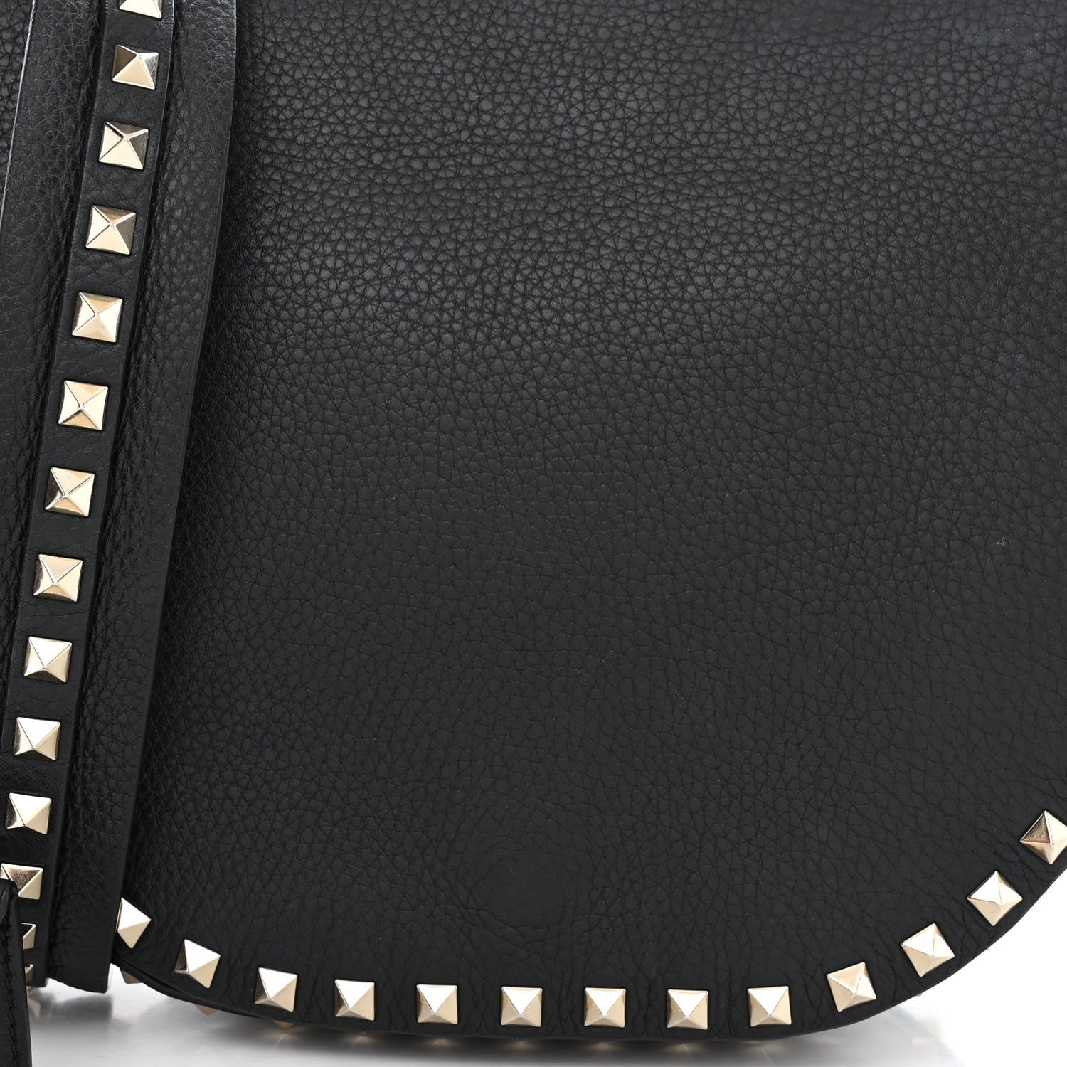 Valentino Garavani Grained Calfskin Rockstud Saddle Bag Black 8 of 12