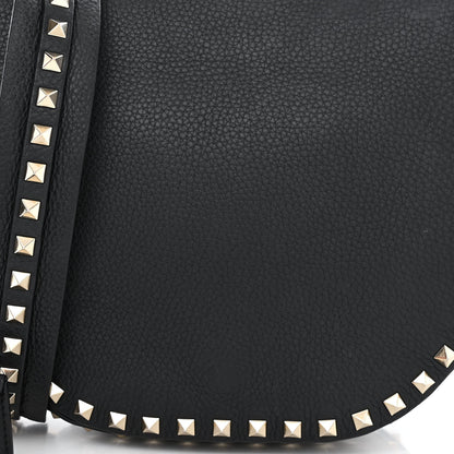 Valentino Garavani Grained Calfskin Rockstud Saddle Bag Black 8 of 12