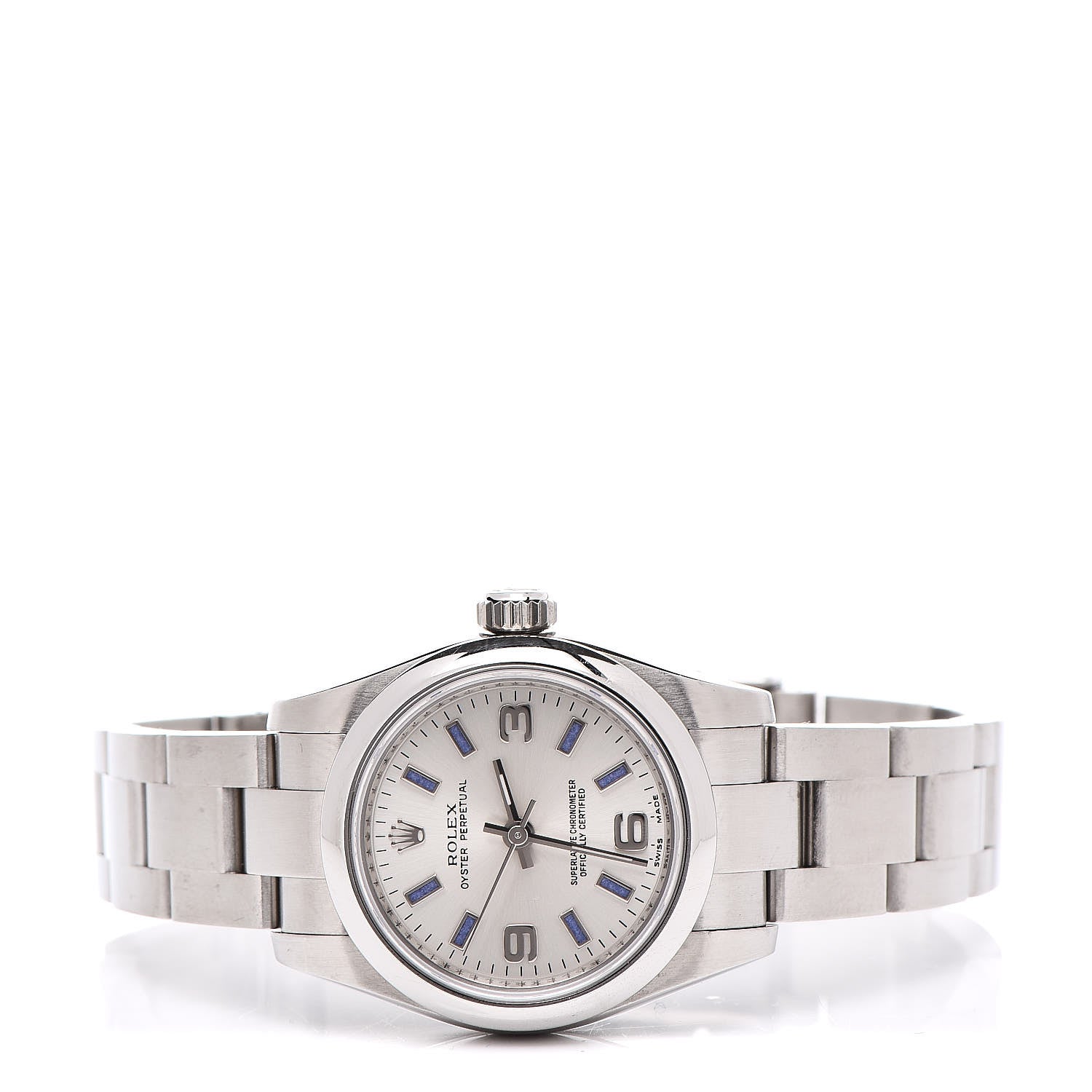 Rolex Stainless Steel 26mm Oyster Perpetual Watch Blue Index 176200 3 of 6