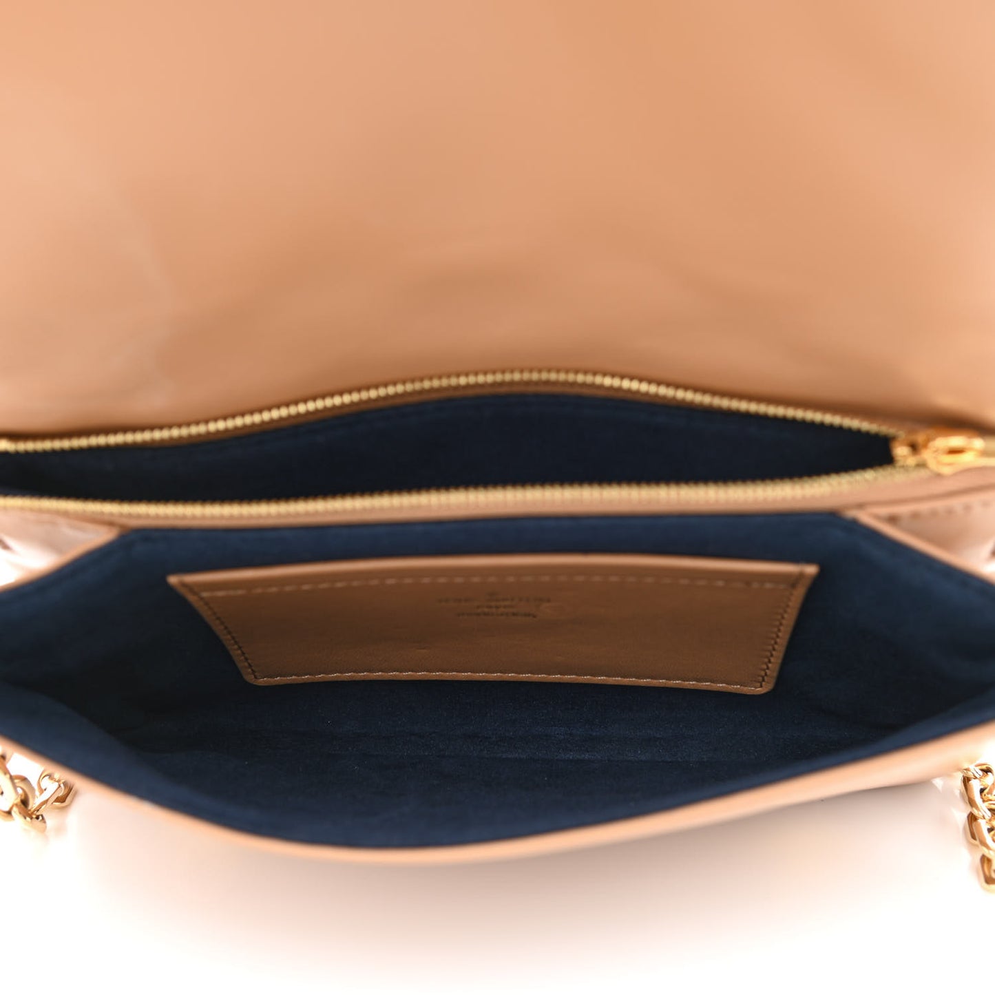 Lambskin Embossed Monogram Pochette Coussin Camel
