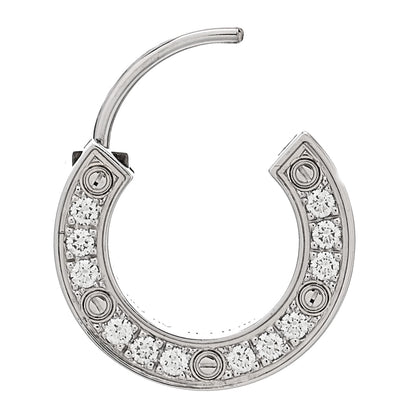 Cartier 18K White Gold Diamond Pave Single LOVE Hoop Earring 3 of 6