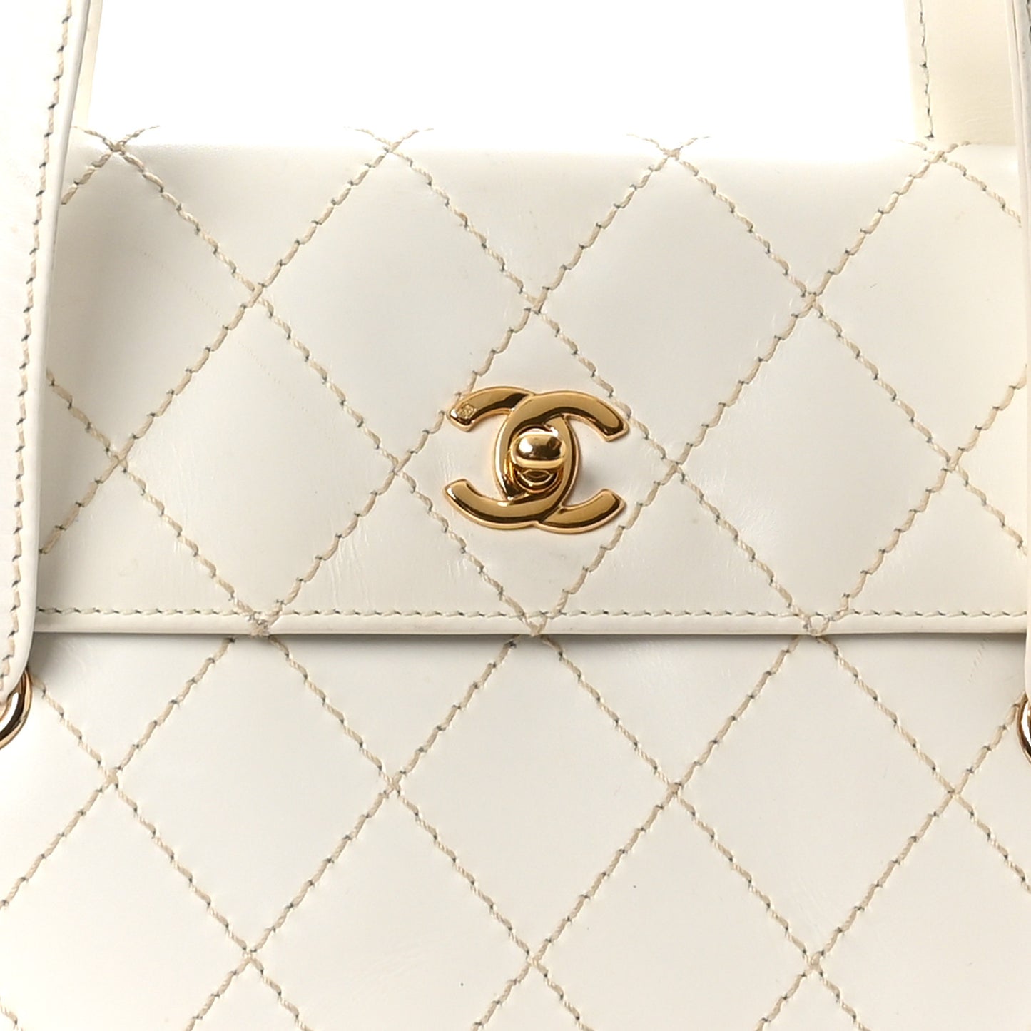 Calfskin Wild Stitch Shoulder Bag White