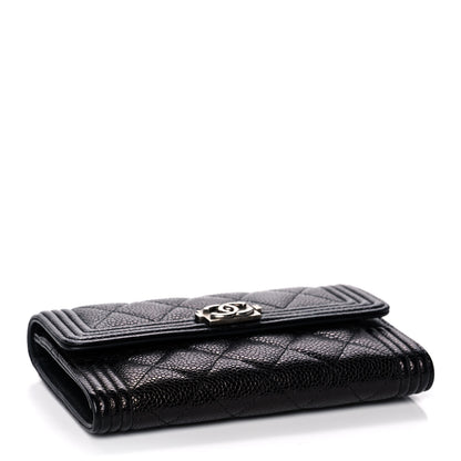 Chanel Caviar Quilted Medium Boy Flap Wallet Black 4 of 13