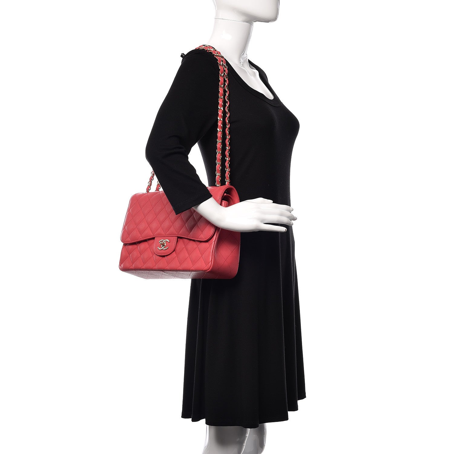 Chanel Caviar Quilted Jumbo Double Flap Dark Pink 2 of 11