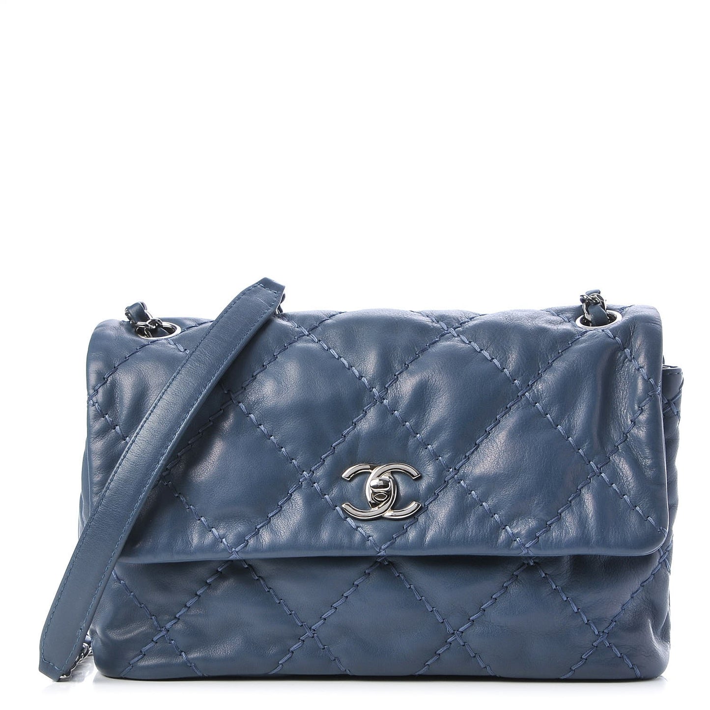Calfskin Quilted Small Love Me Tender Flap Blue