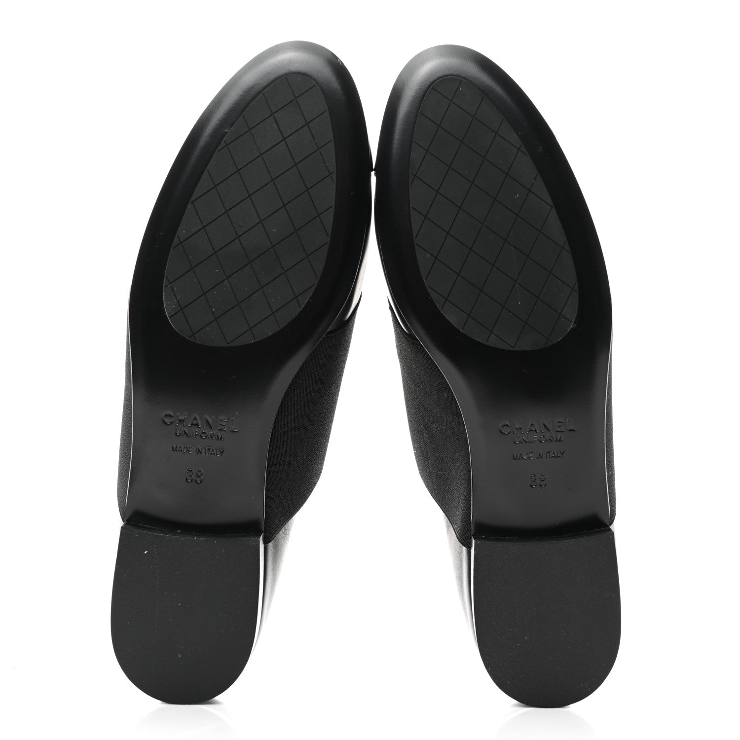Chanel Calfskin Elastic Lace Up Cap Toe CC Loafers 38 Black 5 of 9