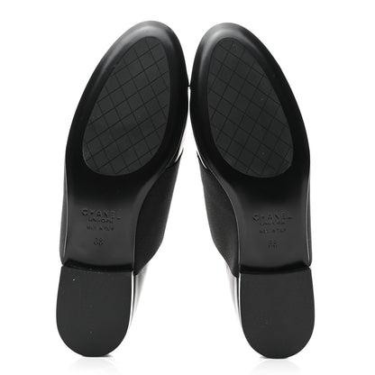 Chanel Calfskin Elastic Lace Up Cap Toe CC Loafers 38 Black 5 of 9