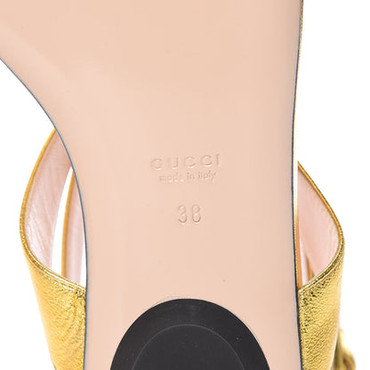 Gucci Metallic Lambskin Willow Pearl Sandals 38 Gold 6 of 7
