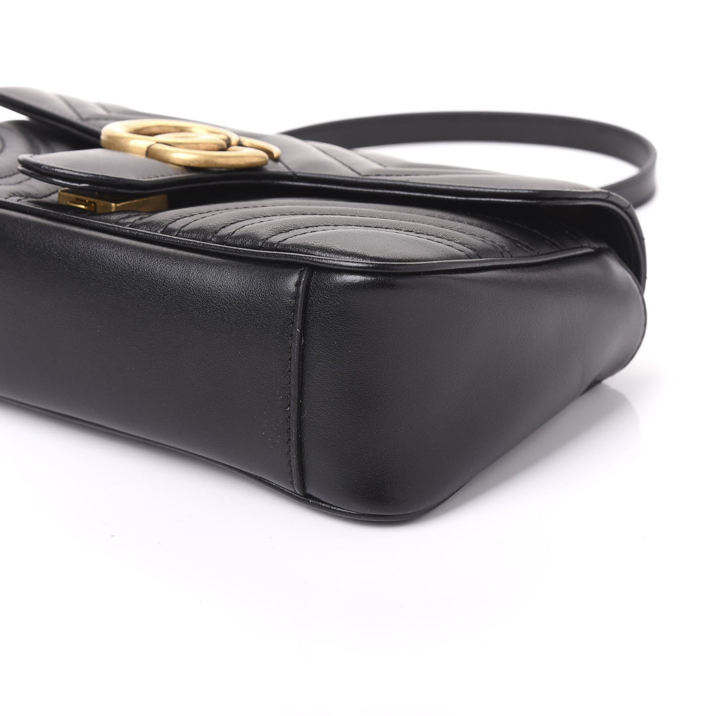 Calfskin Matelasse Small GG Marmont Shoulder Bag Black
