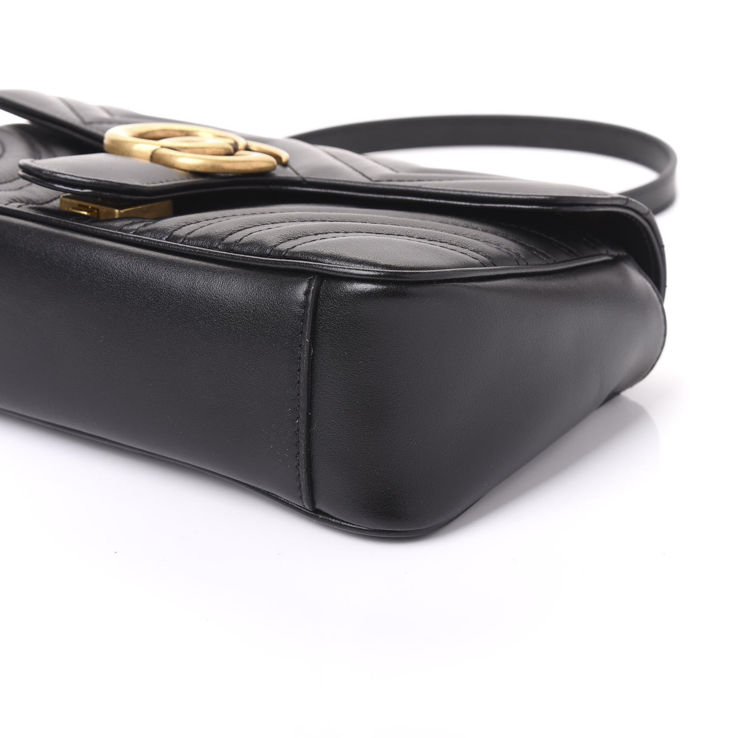 Gucci Calfskin Matelasse Small GG Marmont Shoulder Bag Black 6 of 10