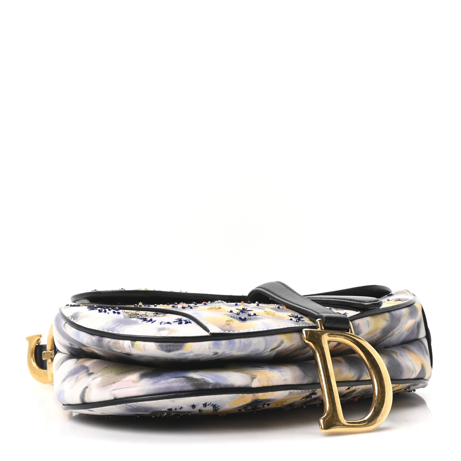 Christian Dior Calfskin Embroidered Kaleidiorscopic Saddle Bag Multicolor 3 of 9