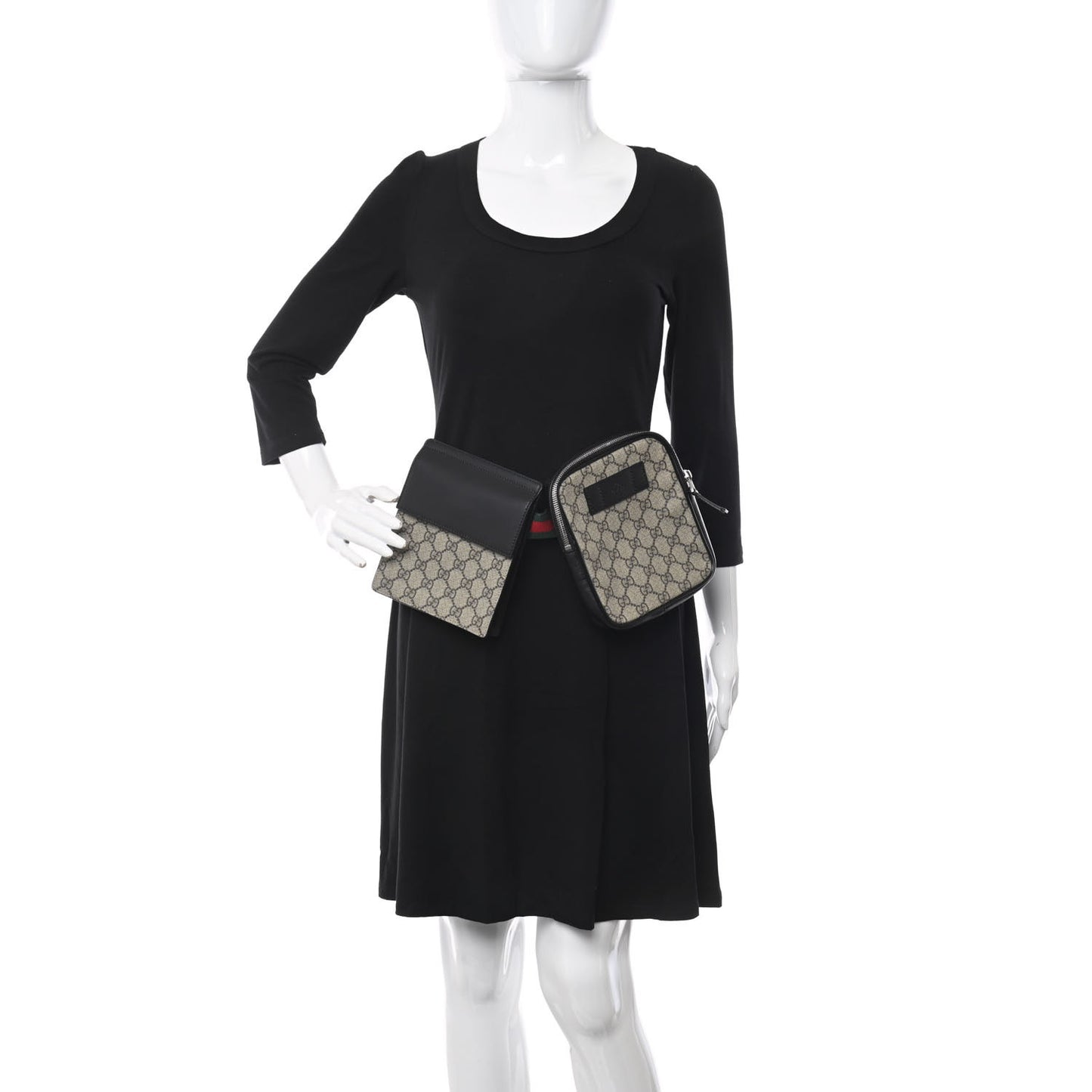 GG Supreme Monogram Web Belt Bag Dark Brown