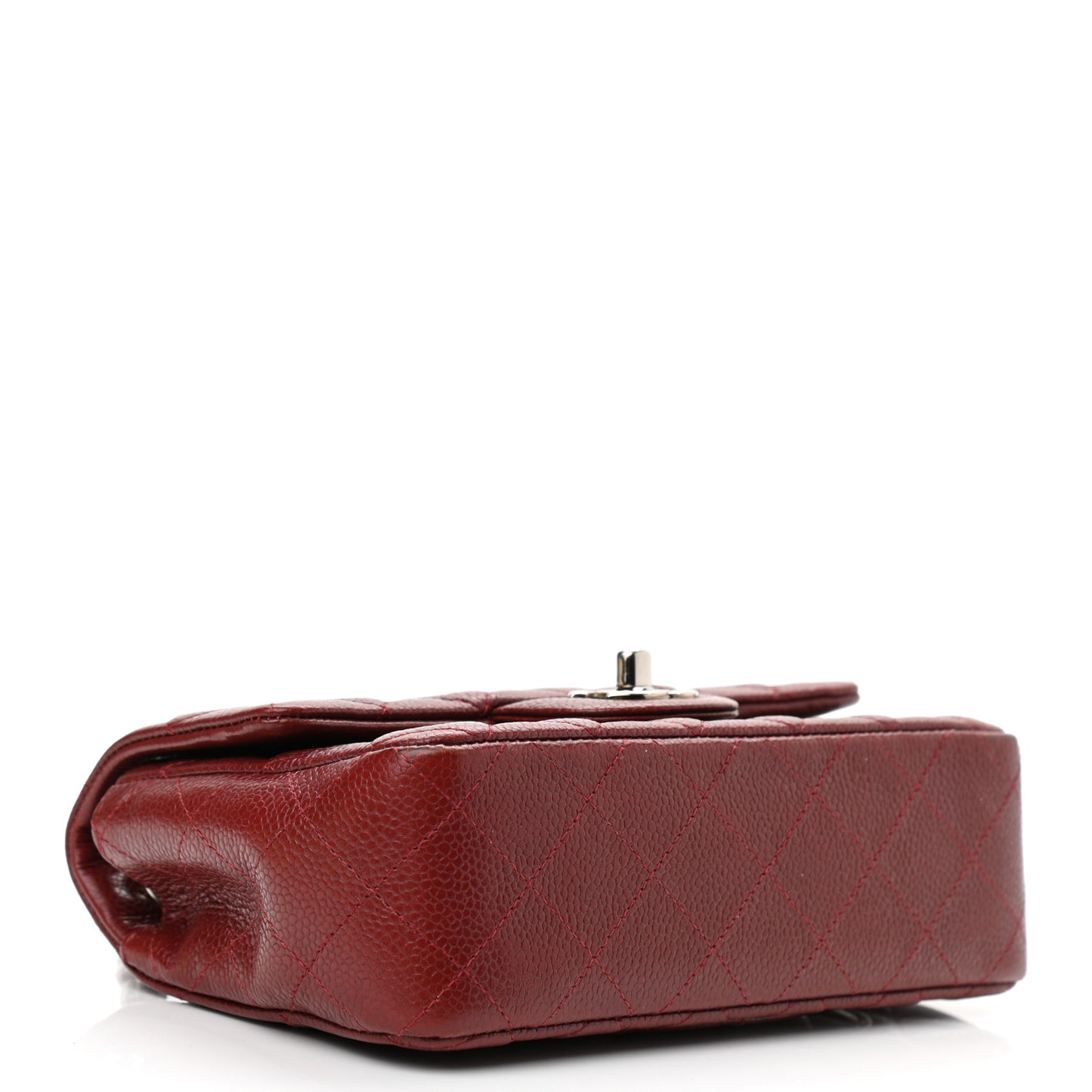 Caviar Quilted Mini Rectangular Flap Dark Red