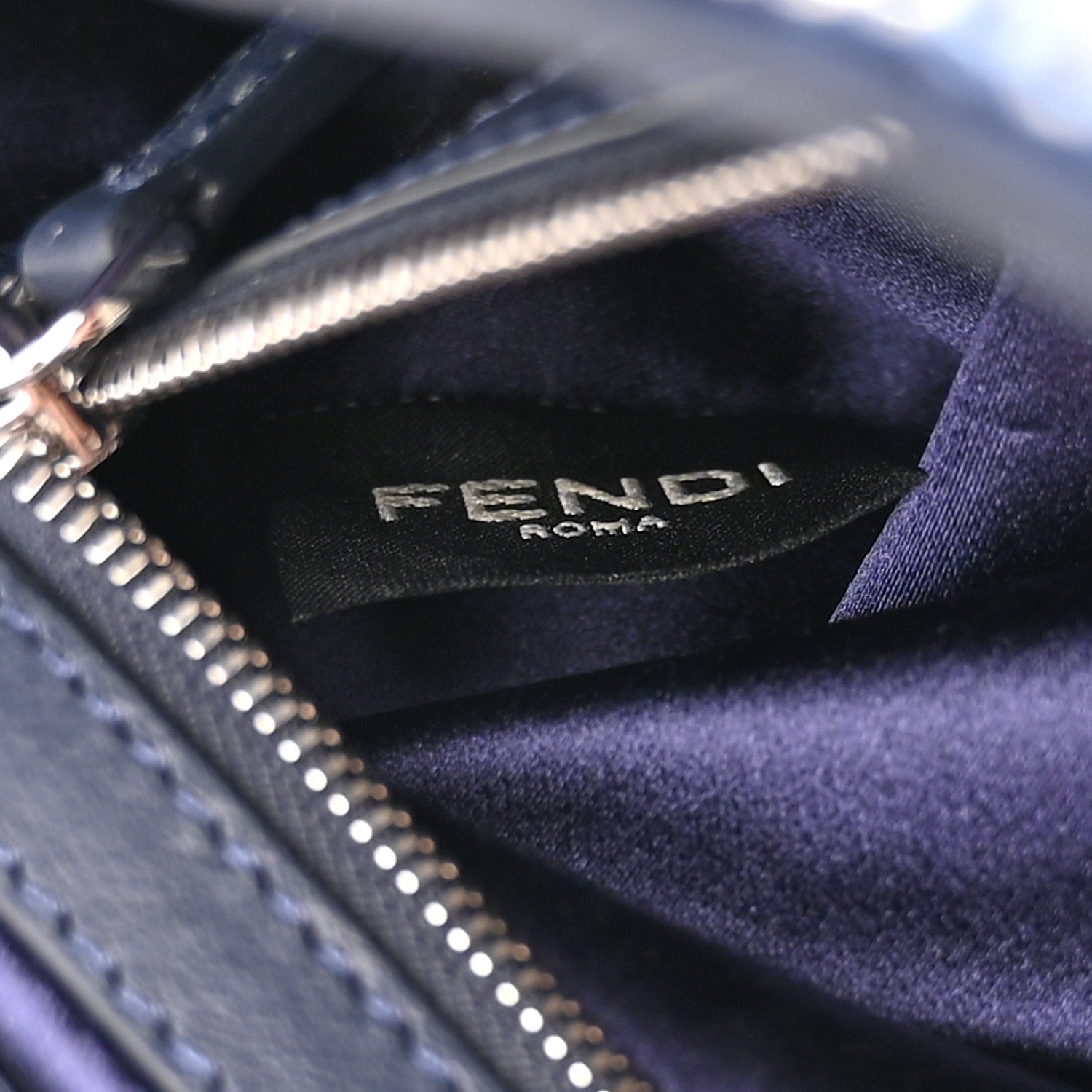Fendi Sequin Paillettes Vitello Grace Striped Baguette Dark Blue Lunai 7 of 11