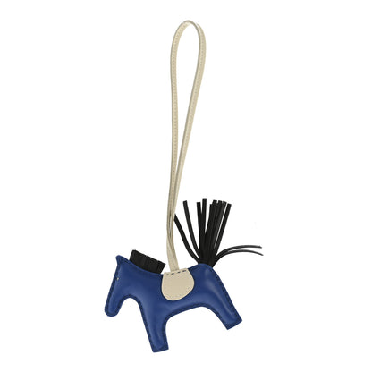 Hermes Milo Lambskin Grigri Rodeo Horse Bag Charm PM Bleu France Nata Black 1 of 5