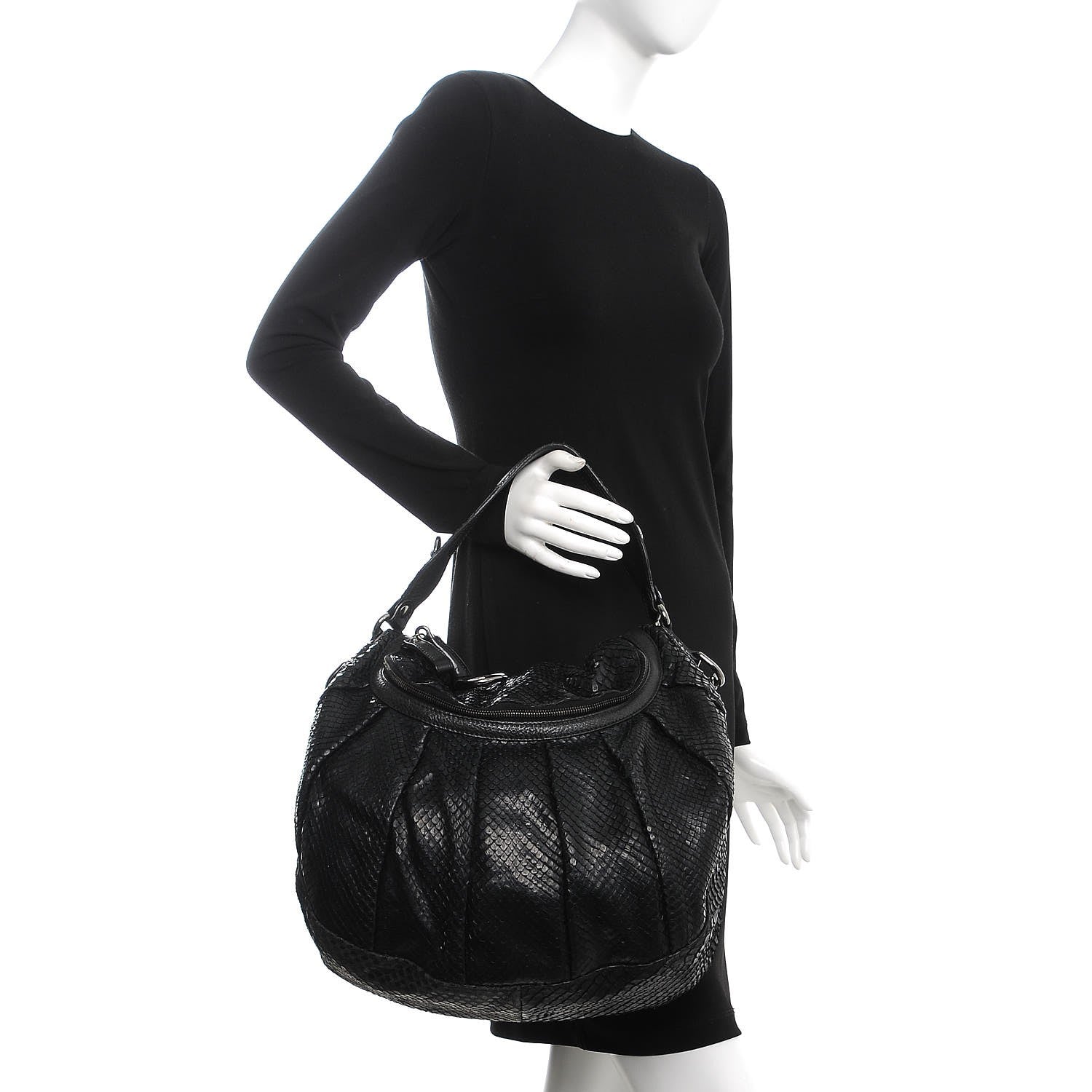 Gucci Python Icon Bit Shoulder Bag Black 3 of 14