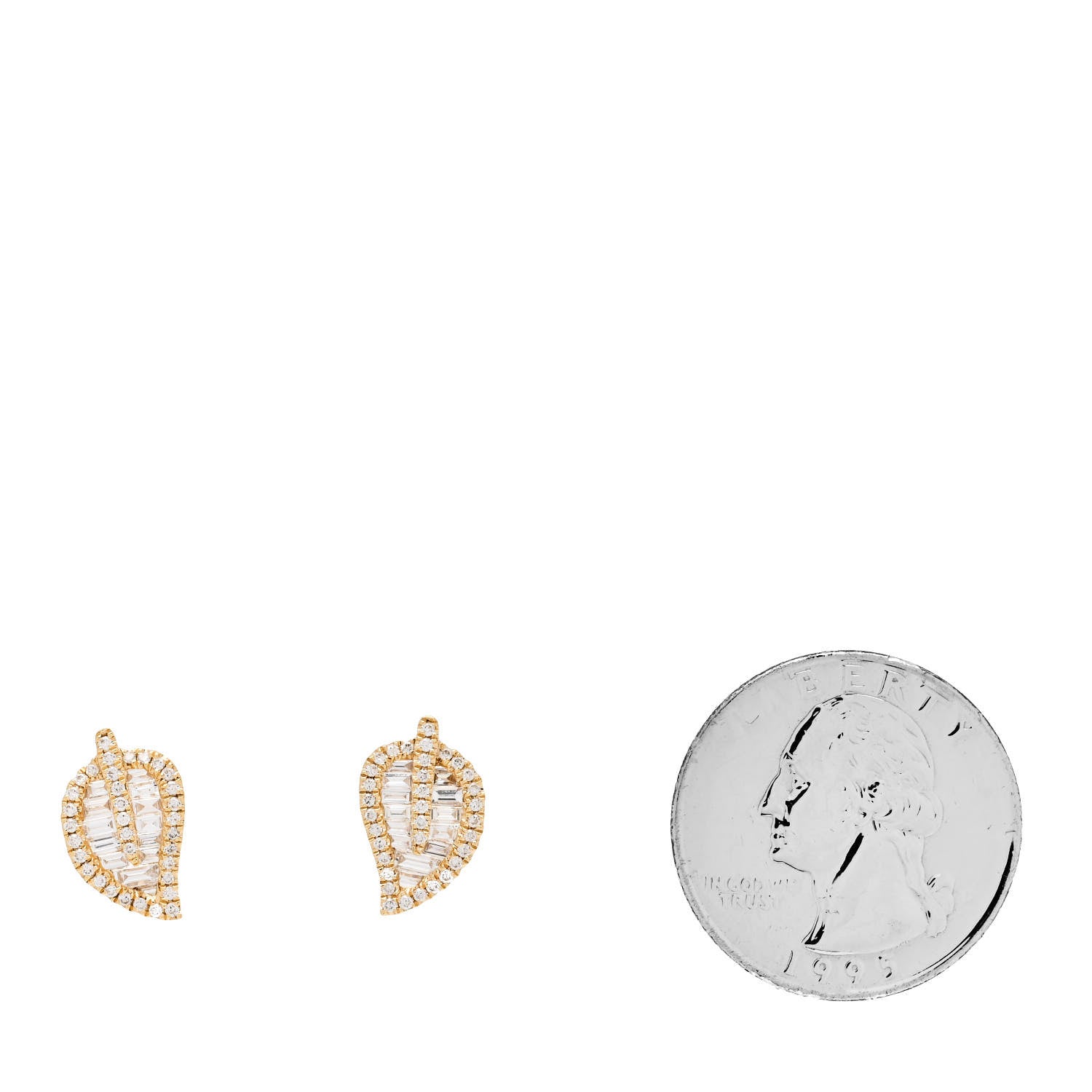 Anita Ko 18K Yellow Gold Diamond Small Palm Leaf Stud Earrings 2 of 4
