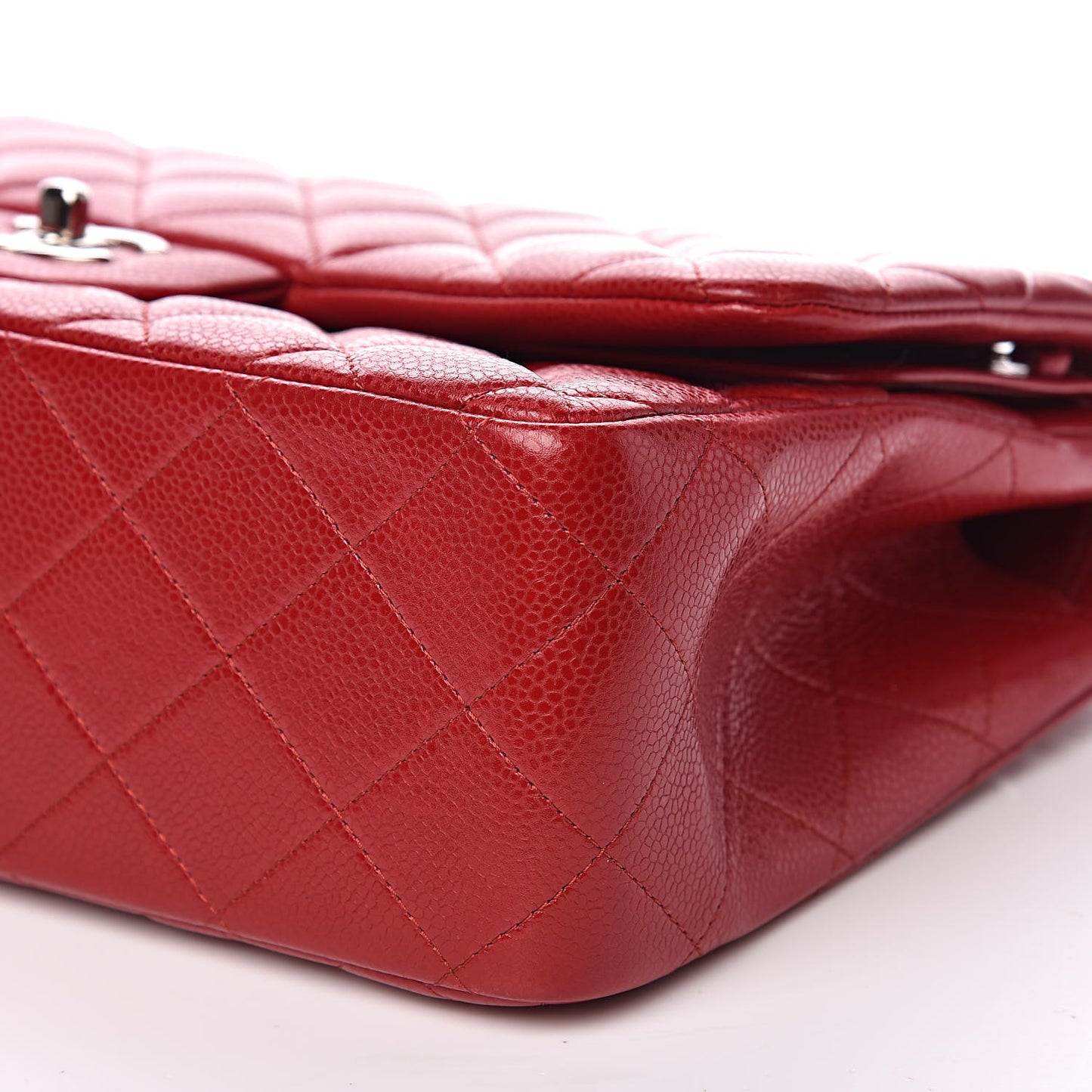 Caviar Quilted Jumbo Double Flap Red