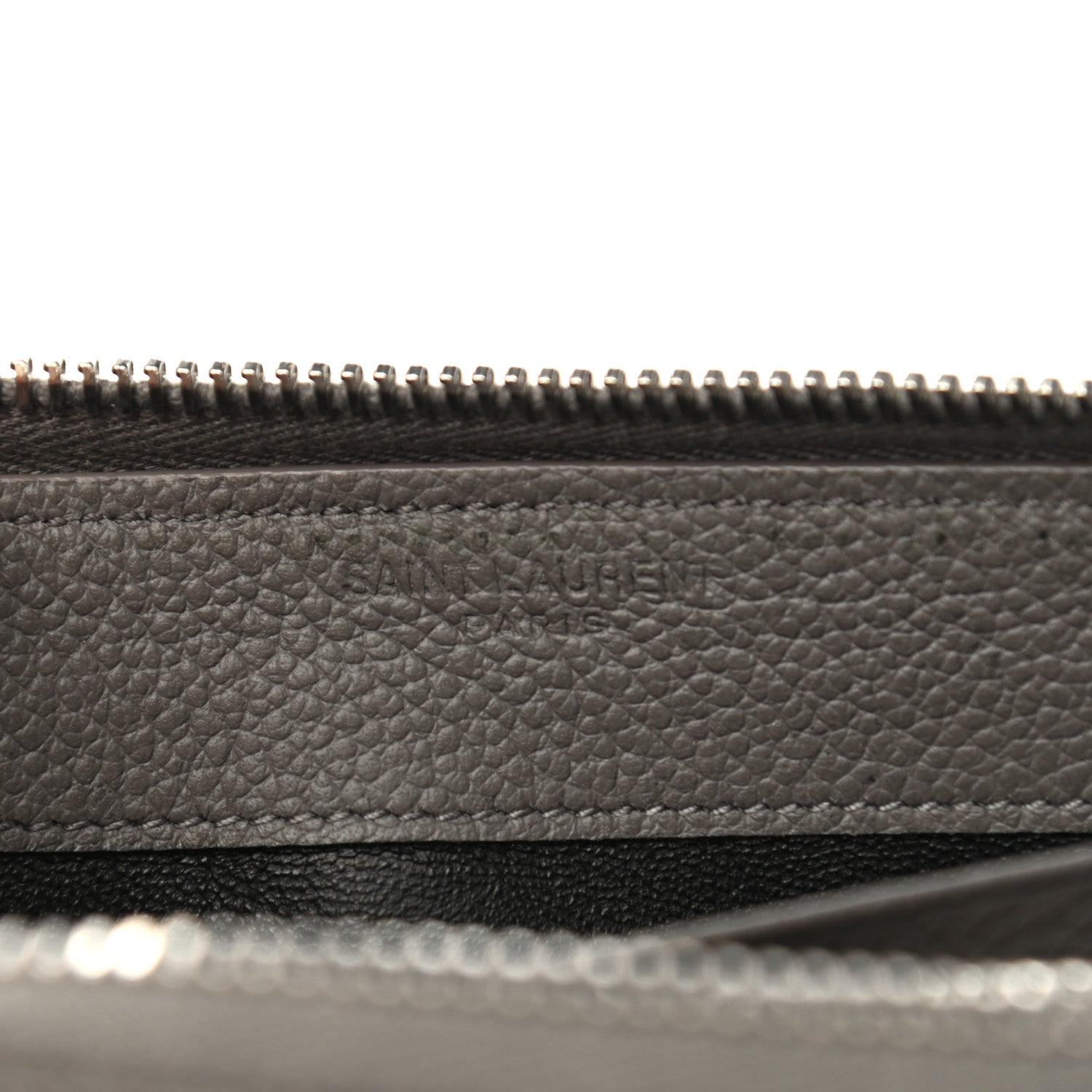 Saint Laurent Grained Calfskin Classic Zip Around Continental Wallet Fog 6 of 7