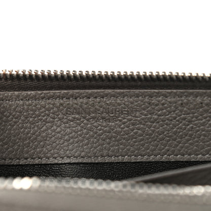Saint Laurent Grained Calfskin Classic Zip Around Continental Wallet Fog 6 of 7