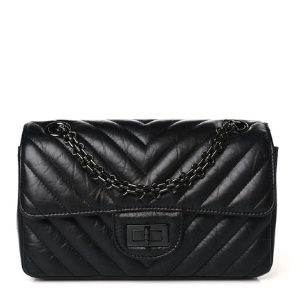 Chanel Aged Calfskin Chevron Quilted 2.55 Reissue Mini Flap So Black 1 of 10