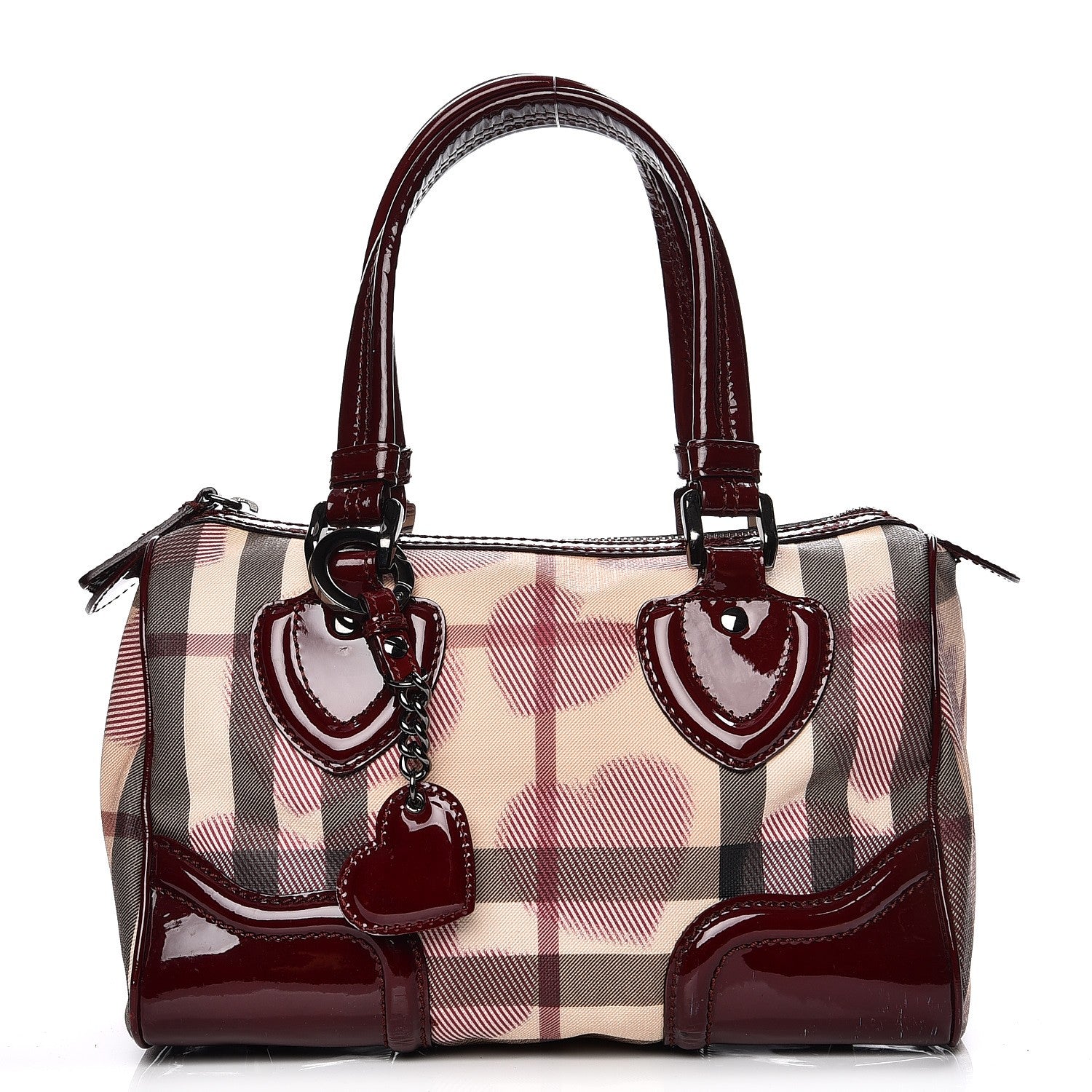 Burberry Nova Check Heart Small Chester Bowling Bag Berry Red 1 of 12